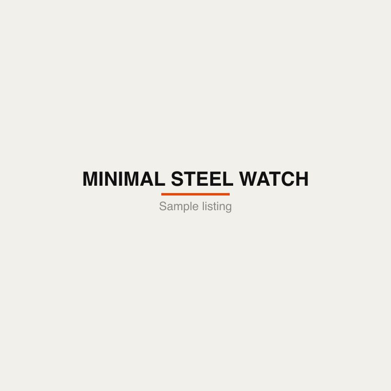 Minimal steel watch with black dial on off-white background